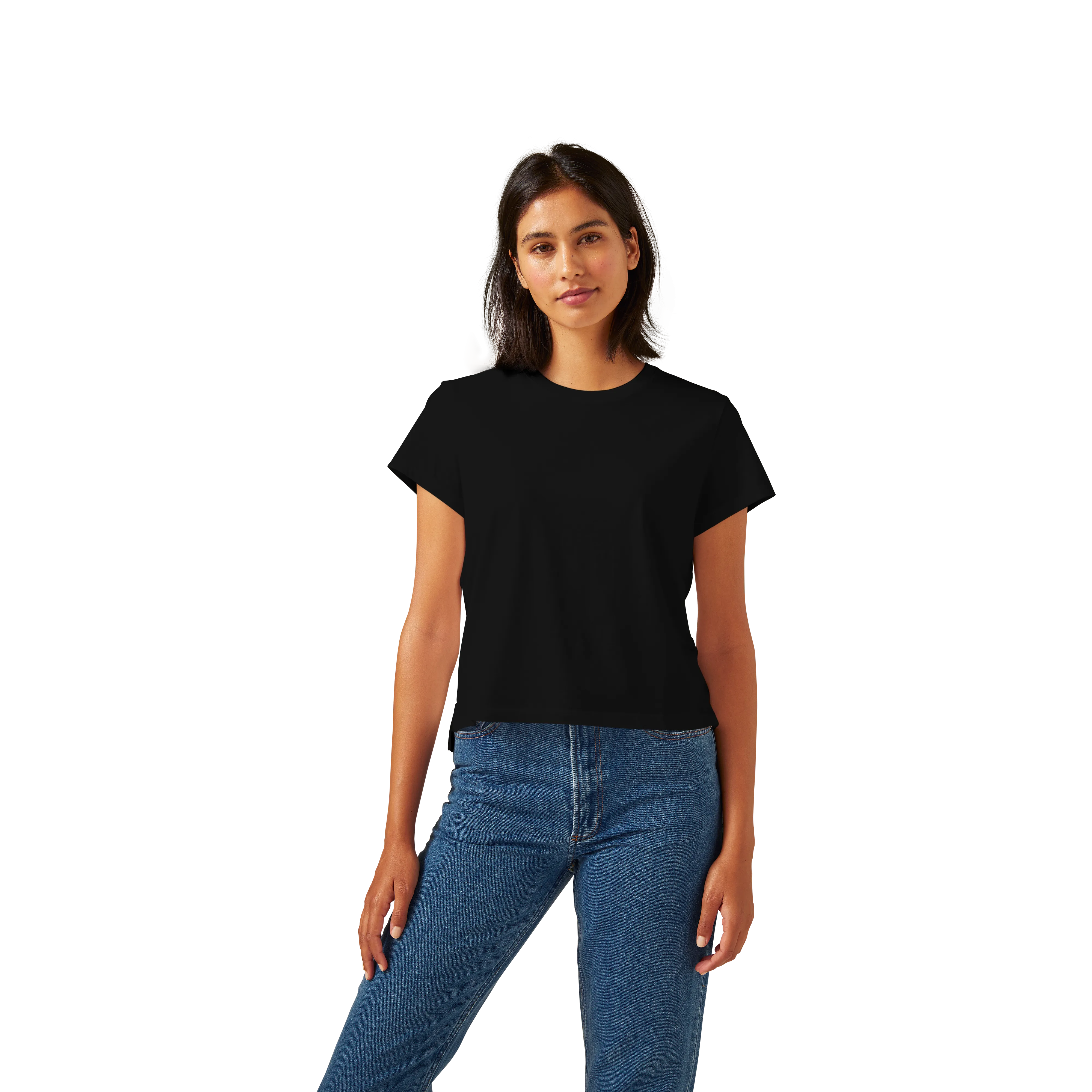 Women’s Pima Cotton Slight Crop Crew Neck T-Shirt