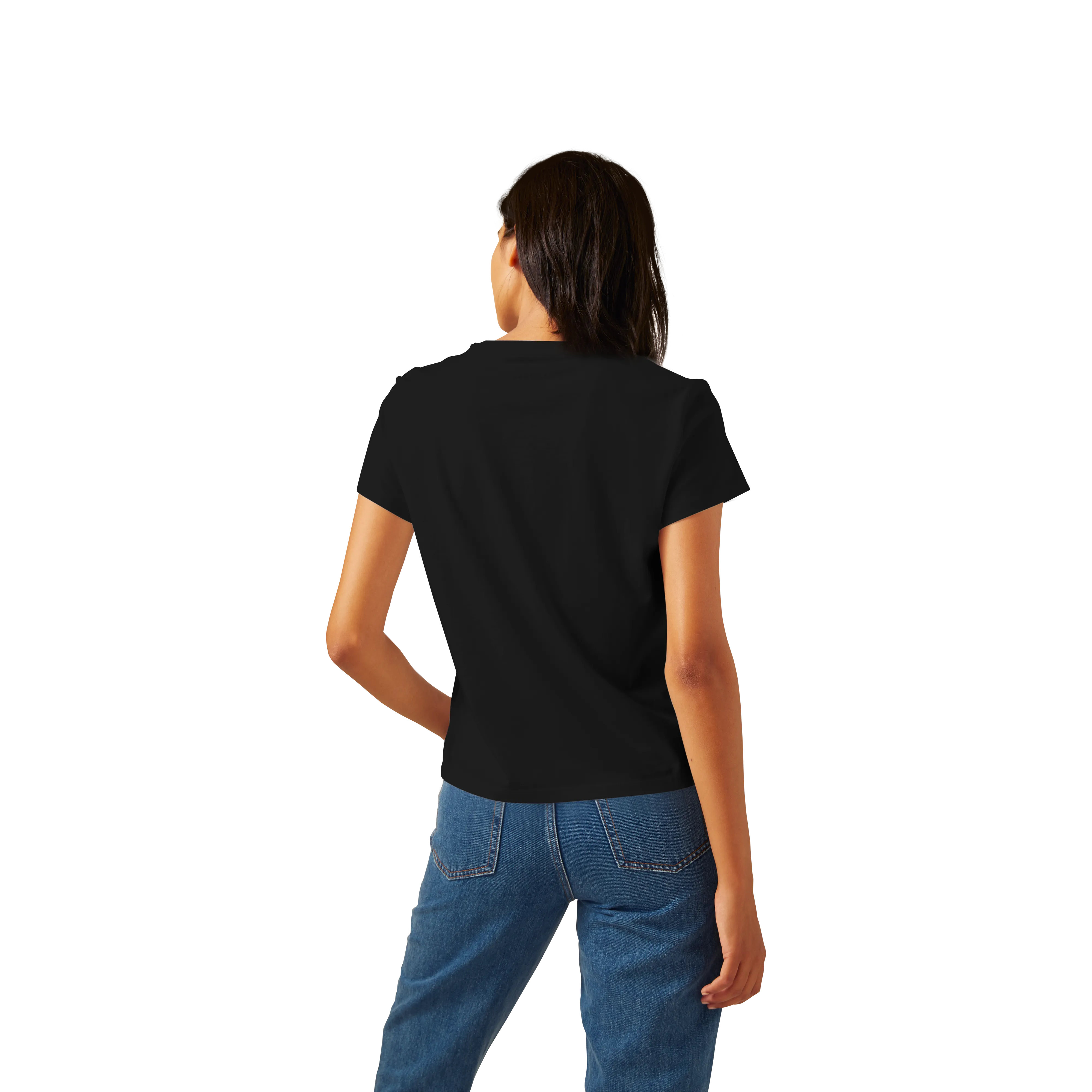 Women's Pima Cotton Slight Crop Crew Neck T-Shirt