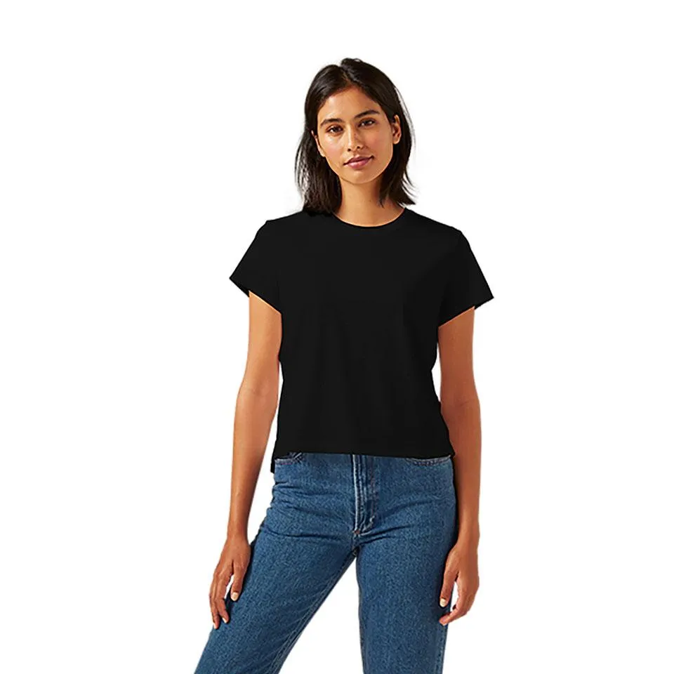 Women’s Pima Cotton Slight Crop Crew Neck T-Shirt