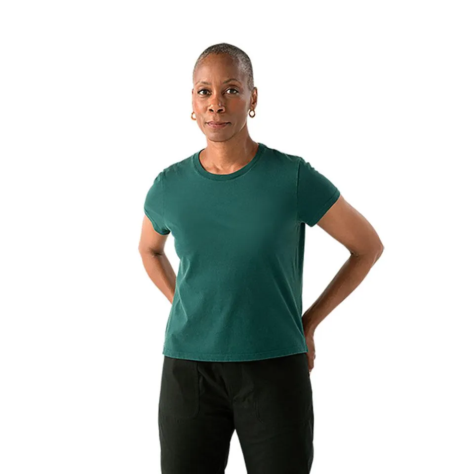 Women's Pima Cotton Slight Crop Crew Neck T-Shirt