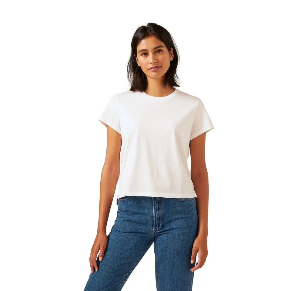 Women's Pima Cotton Slight Crop Crew Neck T-Shirt