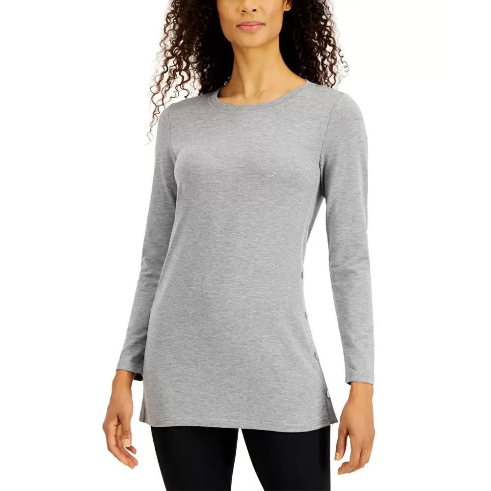 Women's Solid Top With Buttons Design,Grey