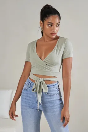 Women's Tie Front Cut Out Crop Top